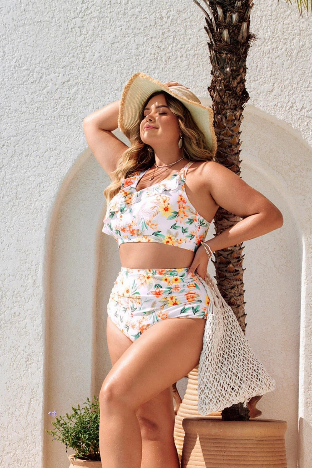 Hanna Nikole Womens High Waisted Bikini Plus Size Swimsuits Two Piece Bathing Suits Tummy Control Swimwear