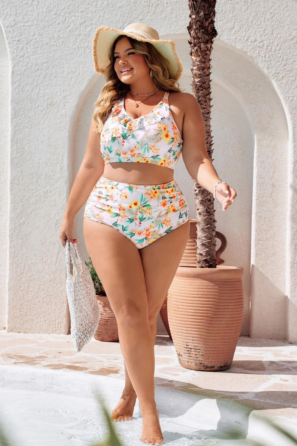 Hanna Nikole Womens High Waisted Bikini Plus Size Swimsuits Two Piece Bathing Suits Tummy Control Swimwear