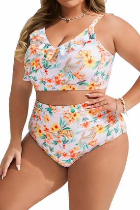 Hanna Nikole Womens High Waisted Bikini Plus Size Swimsuits Two Piece Bathing Suits Tummy Control Swimwear