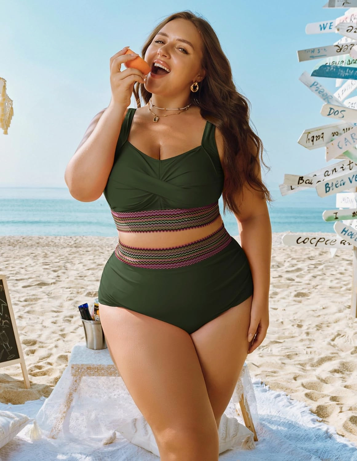 Hanna Nikole Womens High Waisted Bikini Sets Tummy Control Push Up Swimsuit 2025 Color Block Ruched 2 Piece Bathing Suit