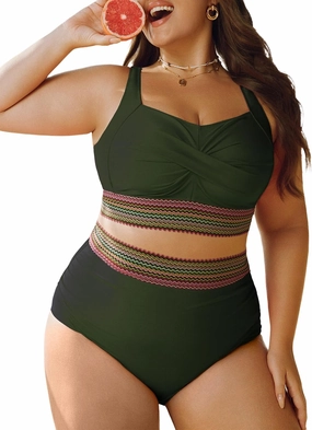 Hanna Nikole Womens High Waisted Bikini Sets Tummy Control Push Up Swimsuit 2025 Color Block Ruched 2 Piece Bathing Suit