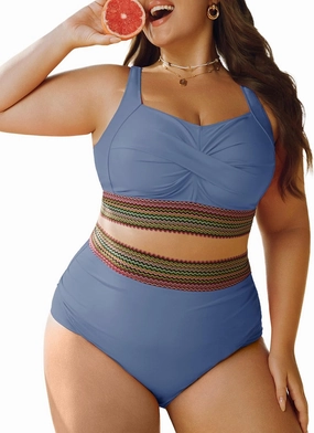 Hanna Nikole Womens High Waisted Bikini Sets Tummy Control Push Up Swimsuit 2025 Color Block Ruched 2 Piece Bathing Suit