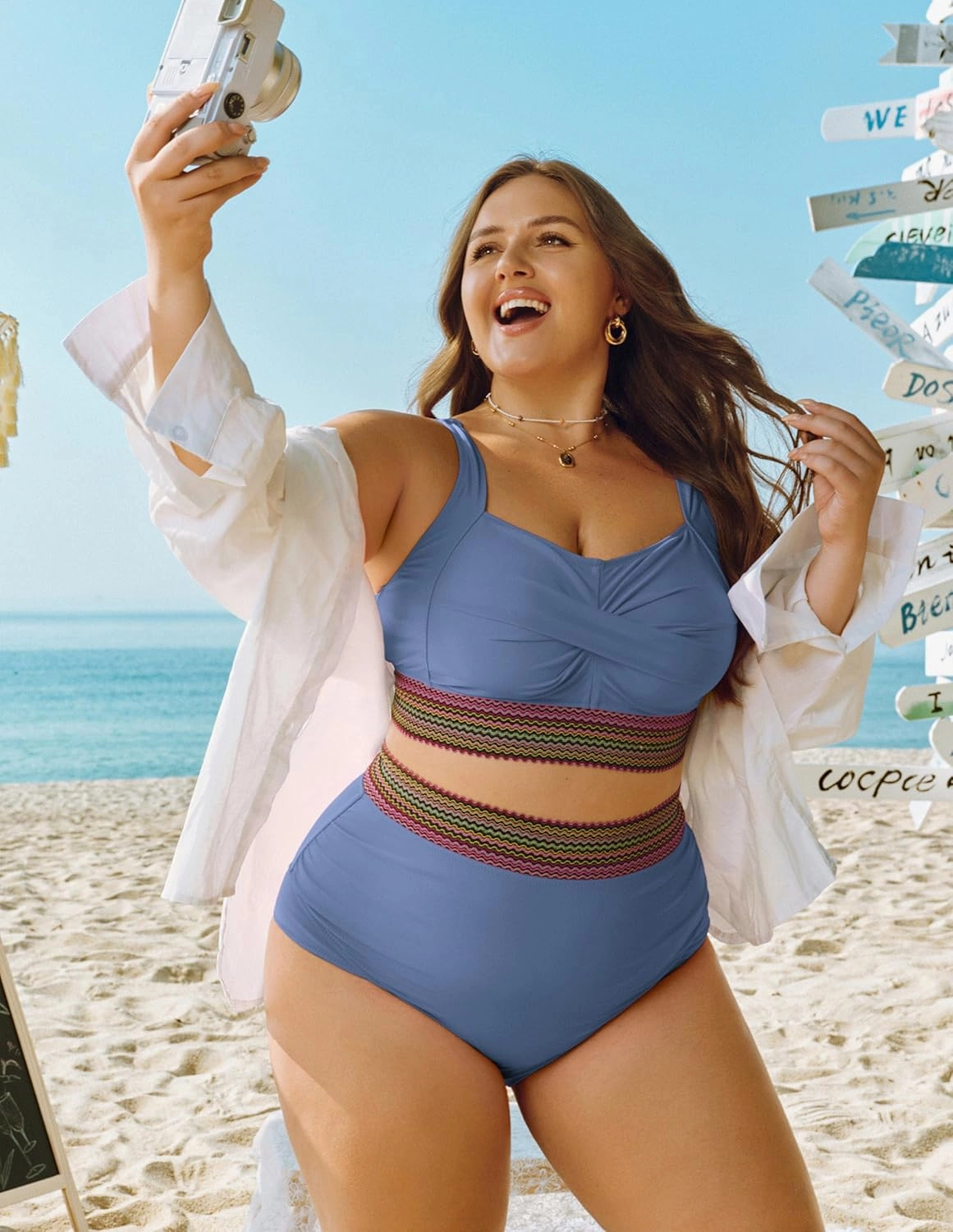 Hanna Nikole Womens High Waisted Bikini Sets Tummy Control Push Up Swimsuit 2025 Color Block Ruched 2 Piece Bathing Suit