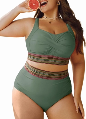 Hanna Nikole Womens High Waisted Bikini Sets Tummy Control Push Up Swimsuit 2025 Color Block Ruched 2 Piece Bathing Suit