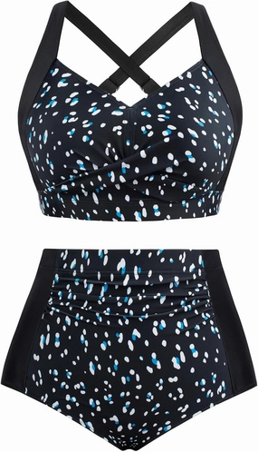 Hanna Nikole Womens High Waisted Bikini Sets Tummy Control Swimsuit Ruched Two Piece Bathing Suit