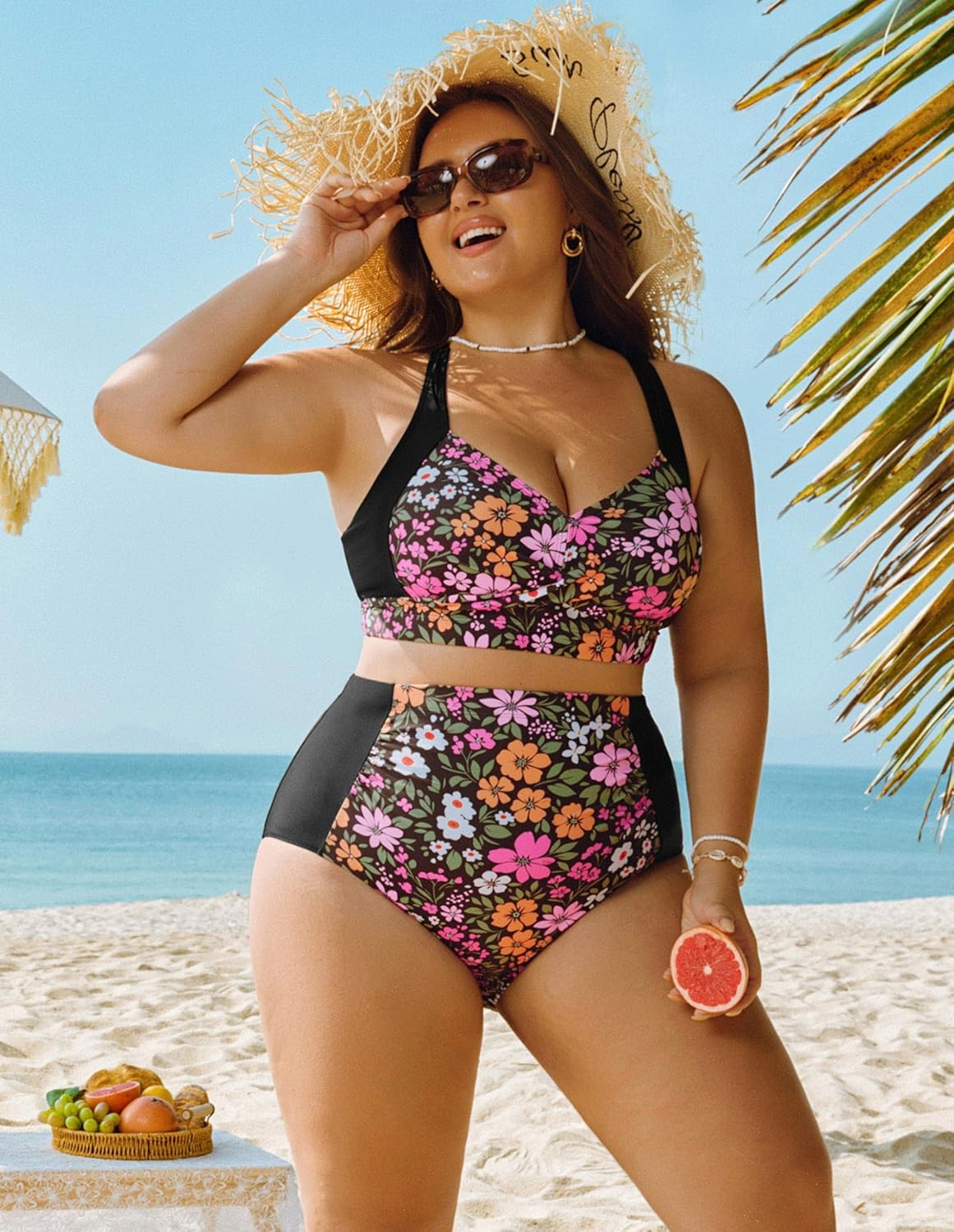 Hanna Nikole Womens High Waisted Bikini Sets Tummy Control Swimsuit Ruched Two Piece Bathing Suit