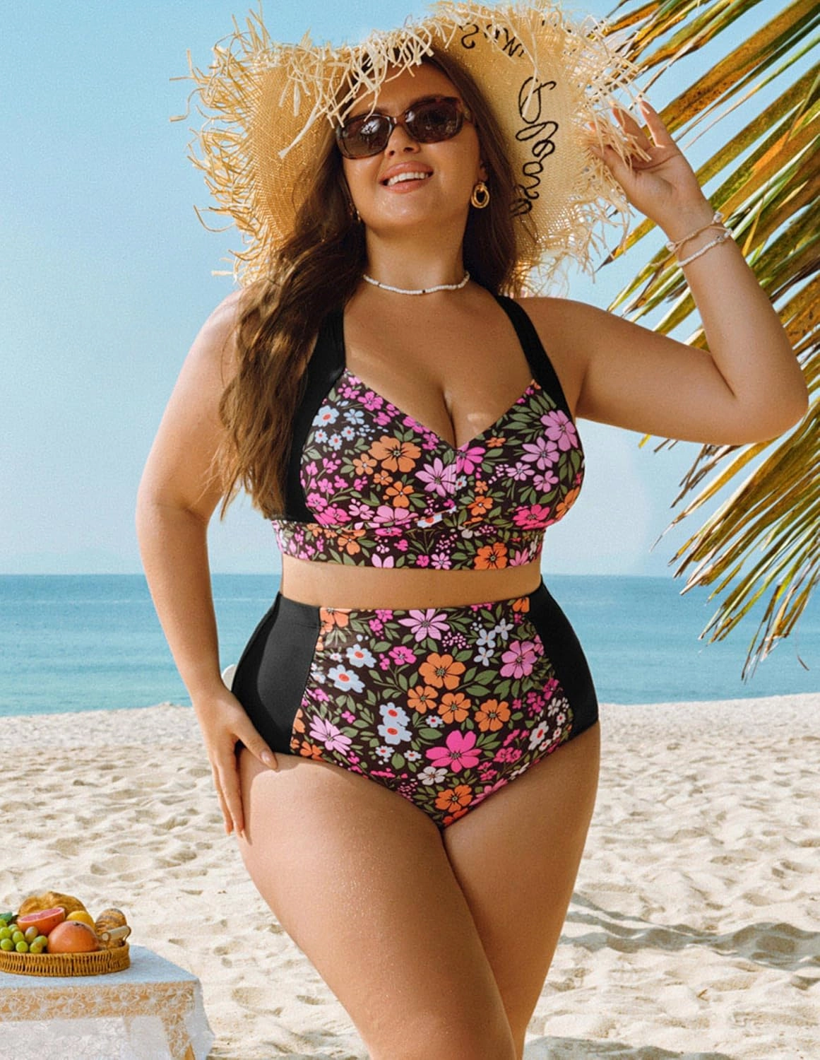 Hanna Nikole Womens High Waisted Bikini Sets Tummy Control Swimsuit Ruched Two Piece Bathing Suit