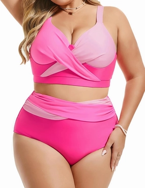 Hanna Nikole Womens Plus Size Bikini Set Two Piece High Waisted Swimsuits Tummy Control Bathing Suit Twist Front Swimwear