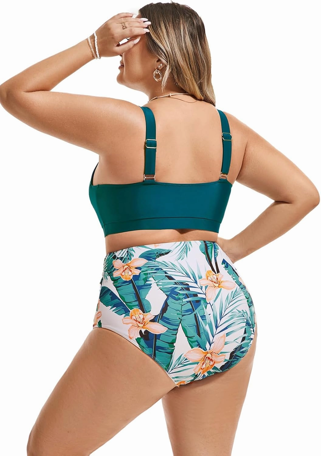 Hanna Nikole Womens Plus Size Bikini Set Two Piece High Waisted Swimsuits Tummy Control Bathing Suit Twist Front Swimwear