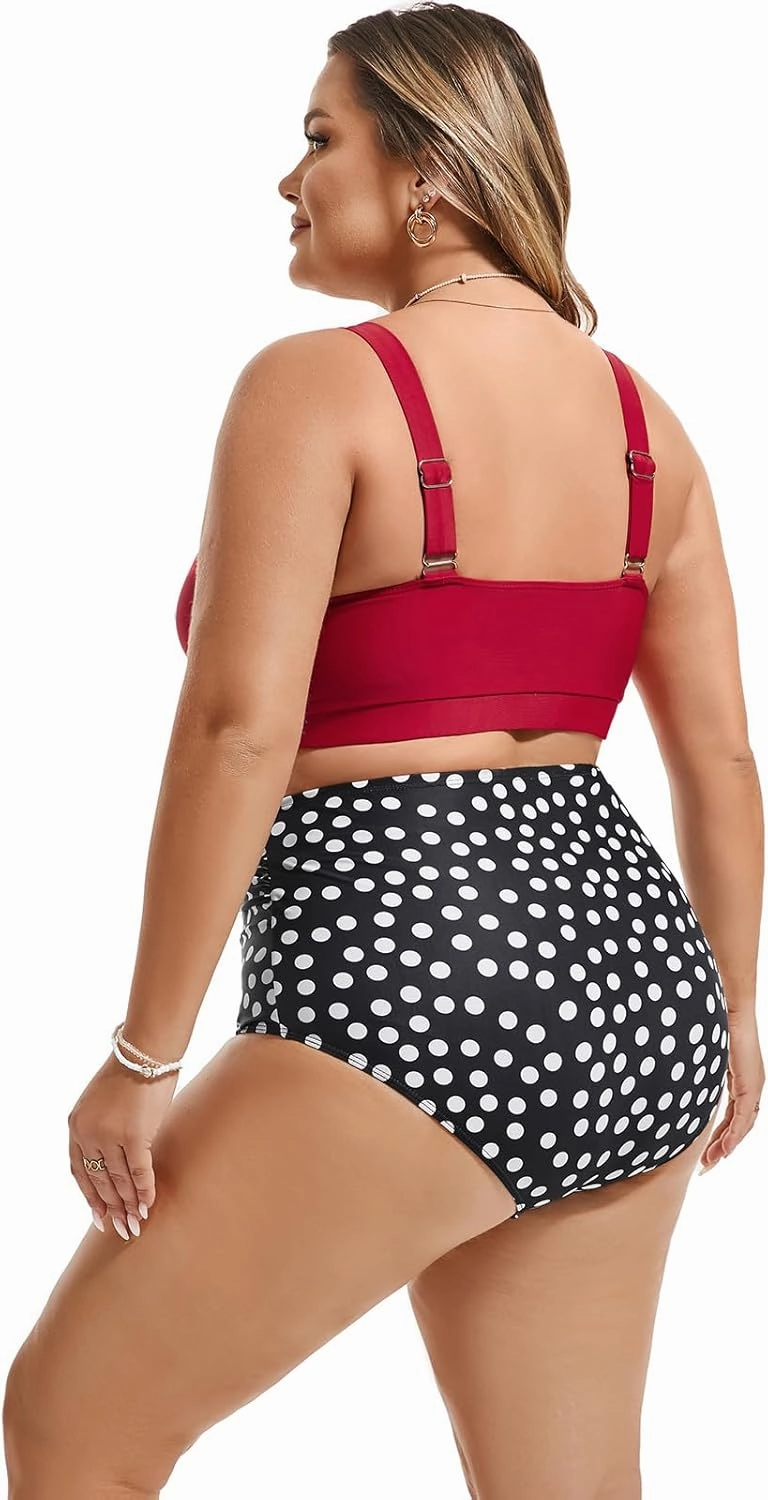 Hanna Nikole Womens Plus Size Bikini Set Two Piece High Waisted Swimsuits Tummy Control Bathing Suit Twist Front Swimwear