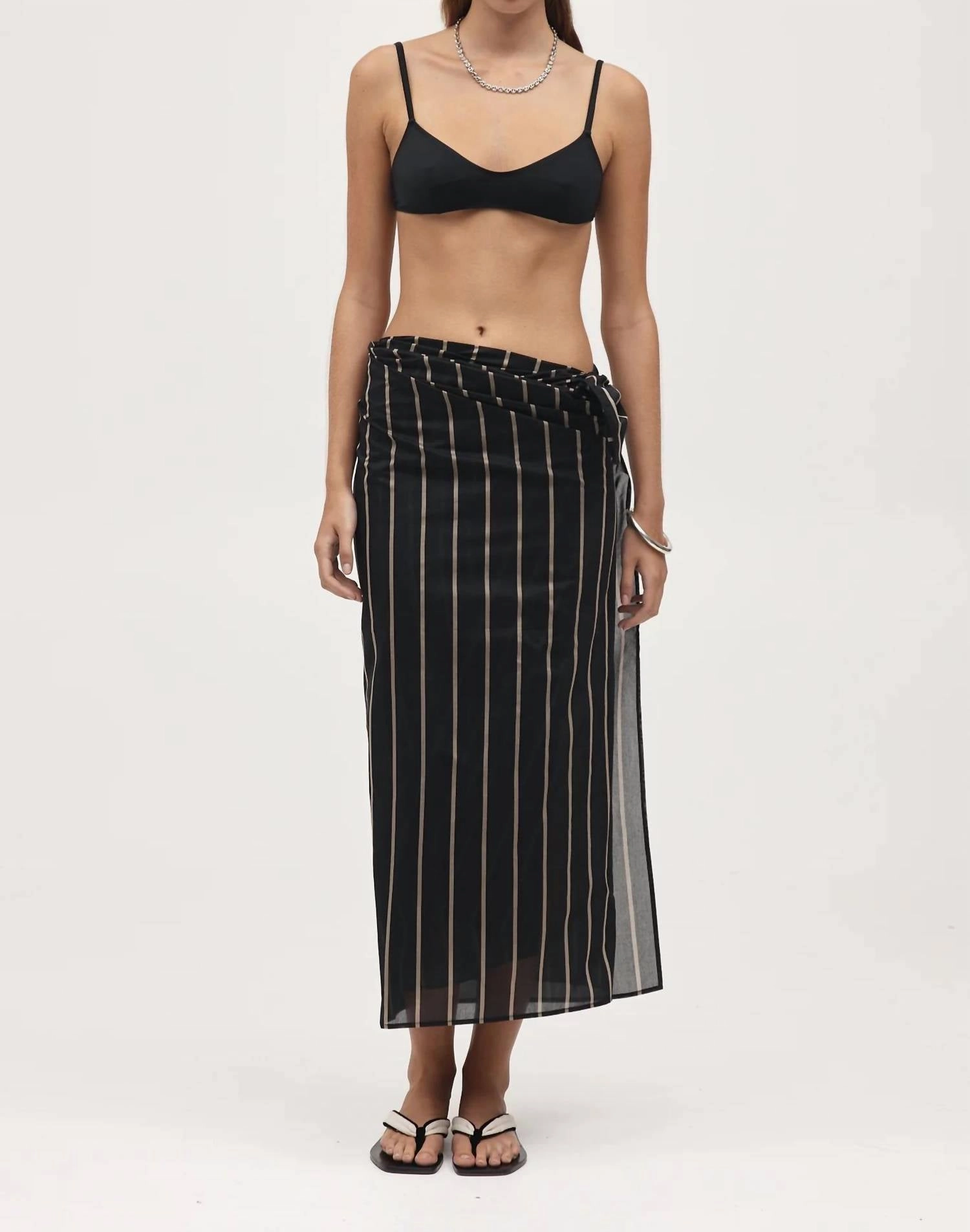 Hattie Sarong In Black Stripe