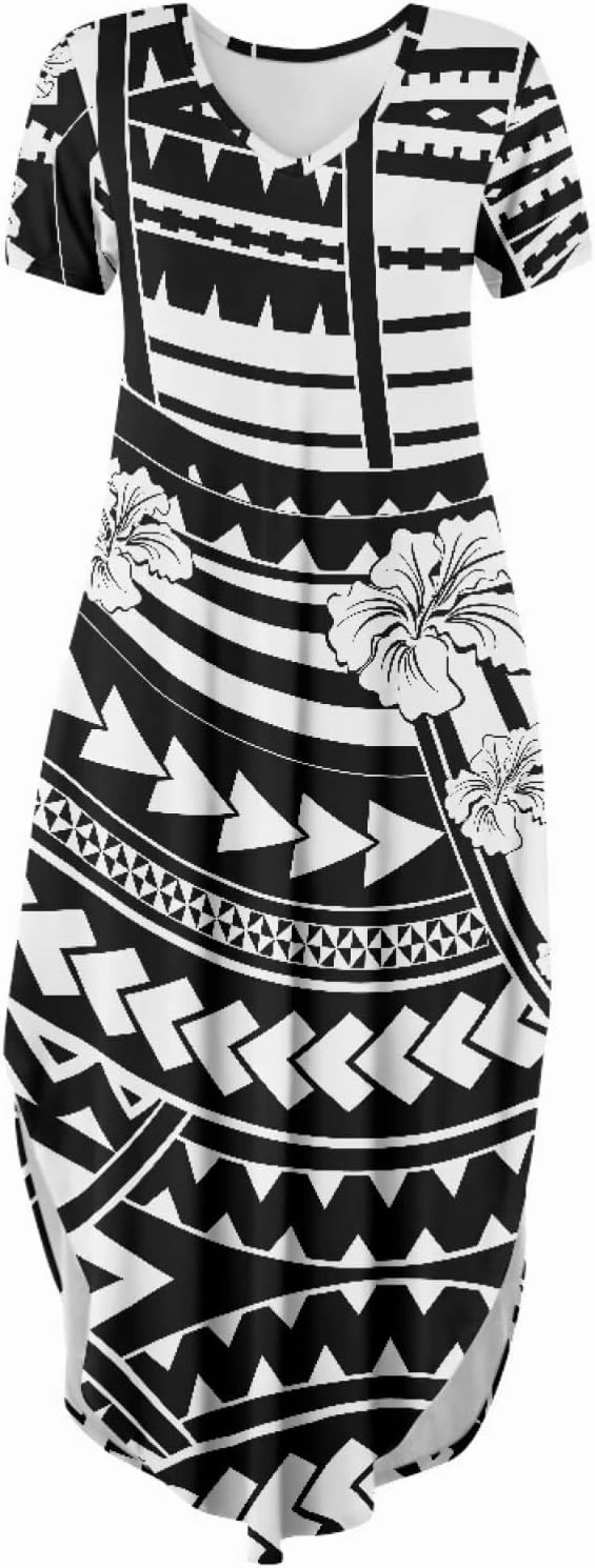 Hawaiian Mumu Dresses for Women with Pockets Short Sleeve Summer Dresses Boho Plus Size Dresses for Women