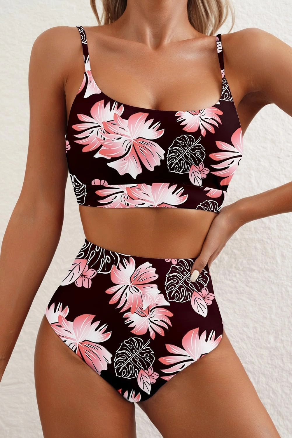 Herseas 2 Piece High Waisted Bikini Set for Women 2025 Spaghetti Straps Swim Top with Reversible Bottom Bathing Suit