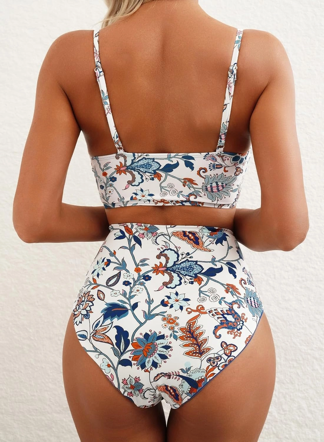 Herseas 2 Piece High Waisted Bikini Set for Women 2025 Spaghetti Straps Swim Top with Reversible Bottom Bathing Suit