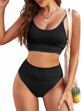 Herseas Womem 2 Piece High Waisted Bestselling Bikini Set Color Block Swimsuit 2025 Summer Beach Swim Bathing Suit