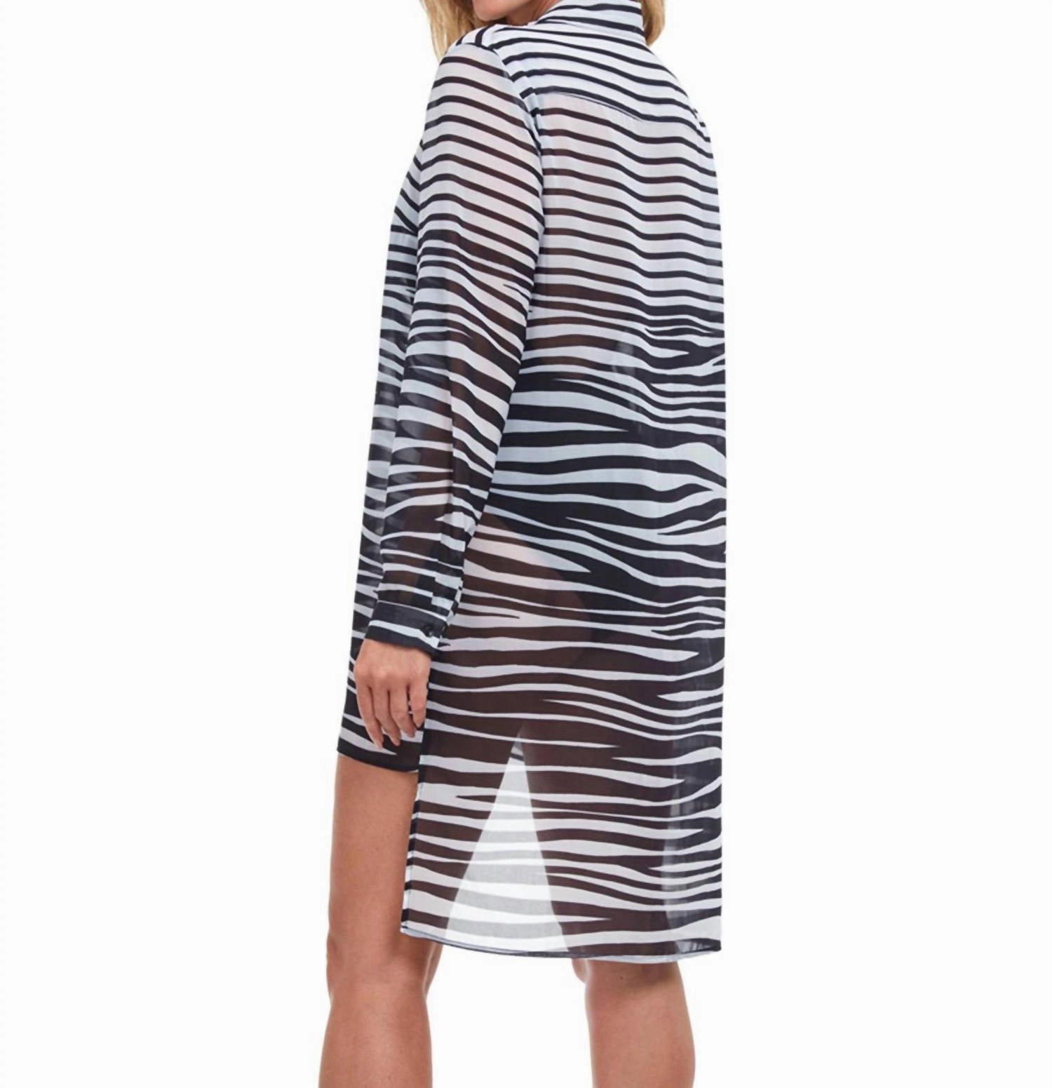 High Low Cover Up Beach Blouse In Got Black