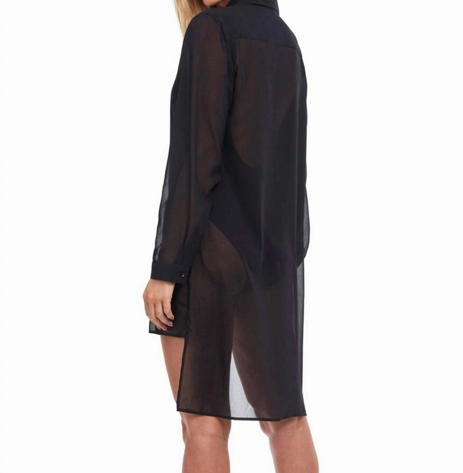 High Low Cover Up Beach Blouse In Got Black