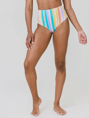 High Waisted Bikini Bottom In Bonbon Stripe