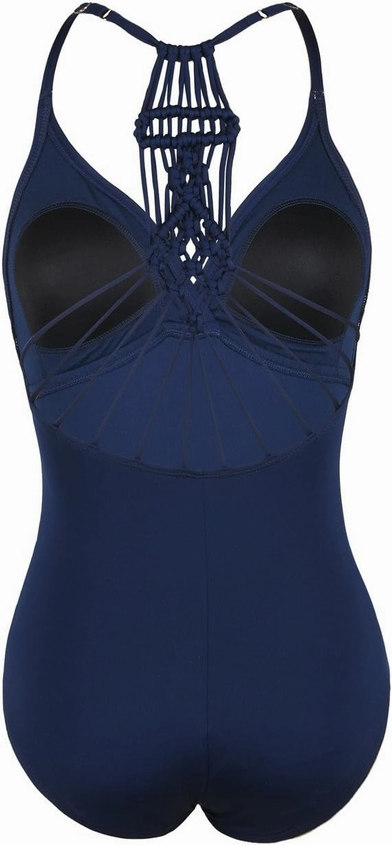 Hilor Women's Tummy Control One Piece Swimsuits Halter V Neck Push Up Slimming Bathing Suits Ruched Swimwear