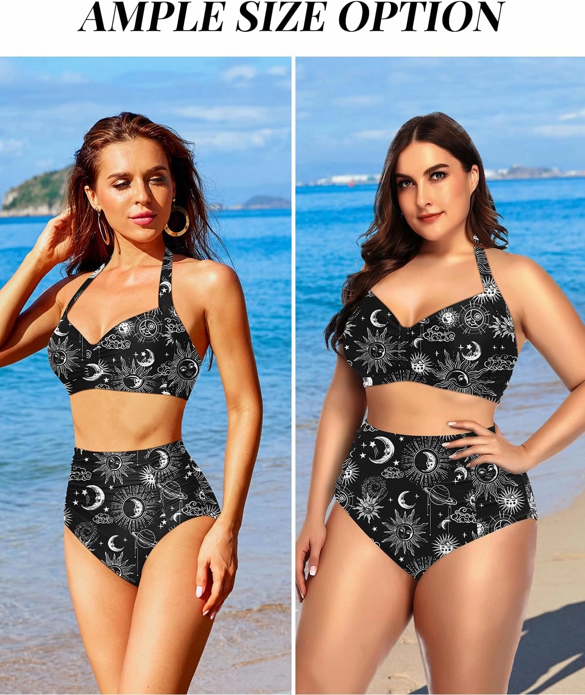 Holipick Women High Waisted Bikini Set Two Piece Swimsuit Tummy Control Bathing Suit Vintage Halter Swimwear