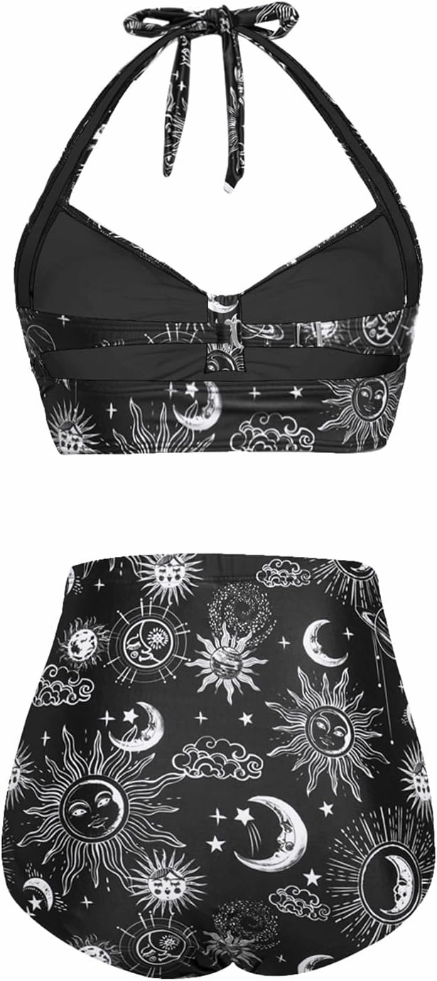 Holipick Women High Waisted Bikini Set Two Piece Swimsuit Tummy Control Bathing Suit Vintage Halter Swimwear