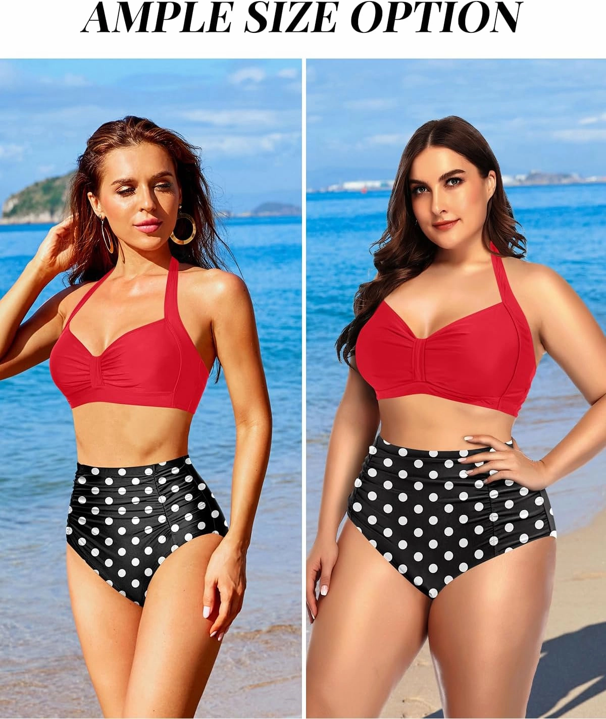 Holipick Women High Waisted Bikini Set Two Piece Swimsuit Tummy Control Bathing Suit Vintage Halter Swimwear