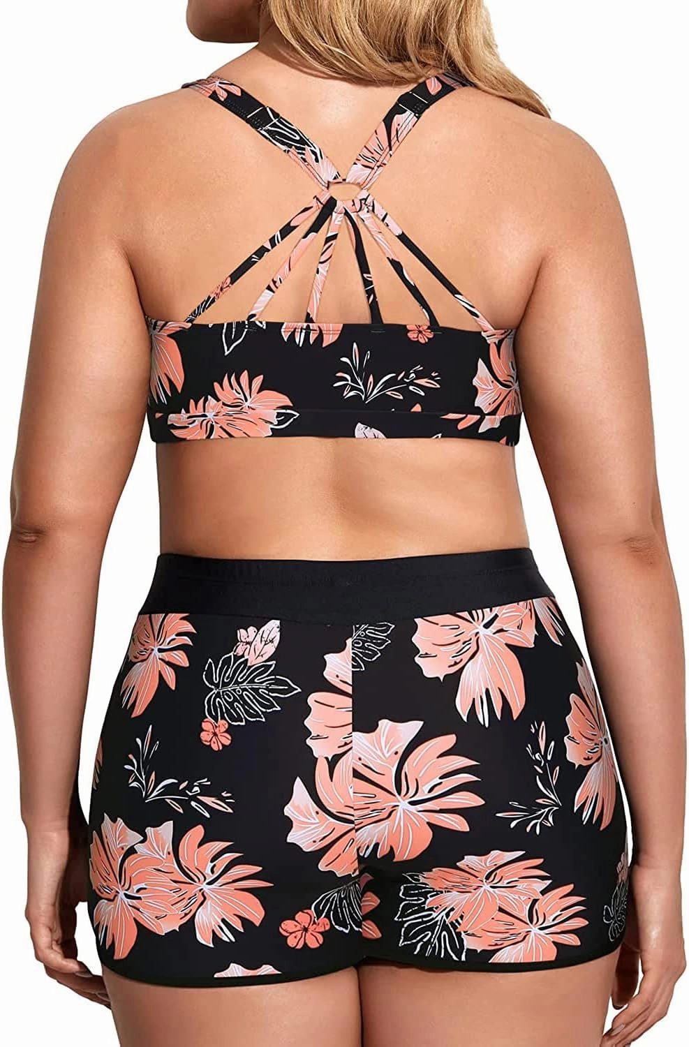 Holipick Women Plus Size 3 Piece Tankini Swimsuits Tummy Control Bathing Suits with Boy Shorts Tank Top with Sports Bra