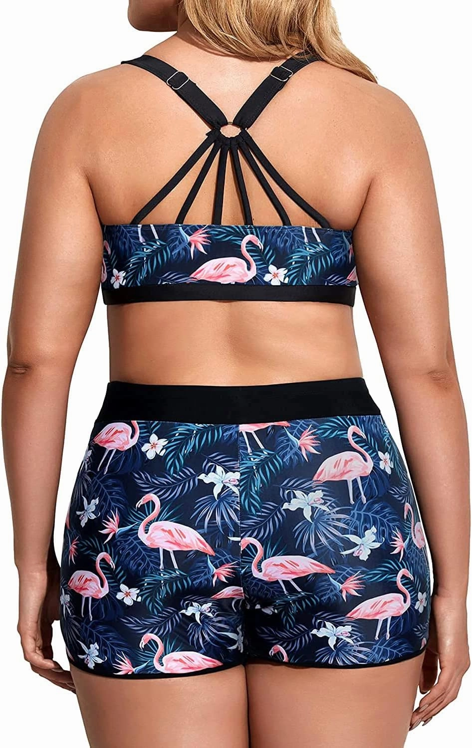 Holipick Women Plus Size 3 Piece Tankini Swimsuits Tummy Control Bathing Suits with Boy Shorts Tank Top with Sports Bra
