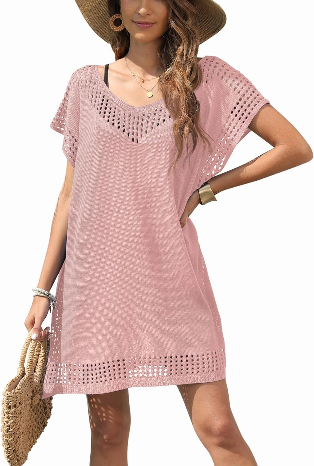 Hollow Out Swimsuit Coverup for Women, Womens Bathing Suit Beach Cover Up Swimwear Dress
