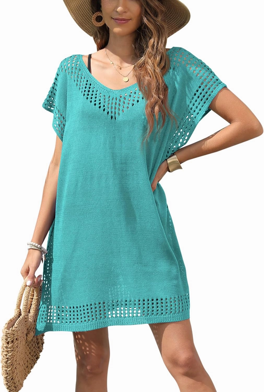 Hollow Out Swimsuit Coverup for Women, Womens Bathing Suit Beach Cover Up Swimwear Dress