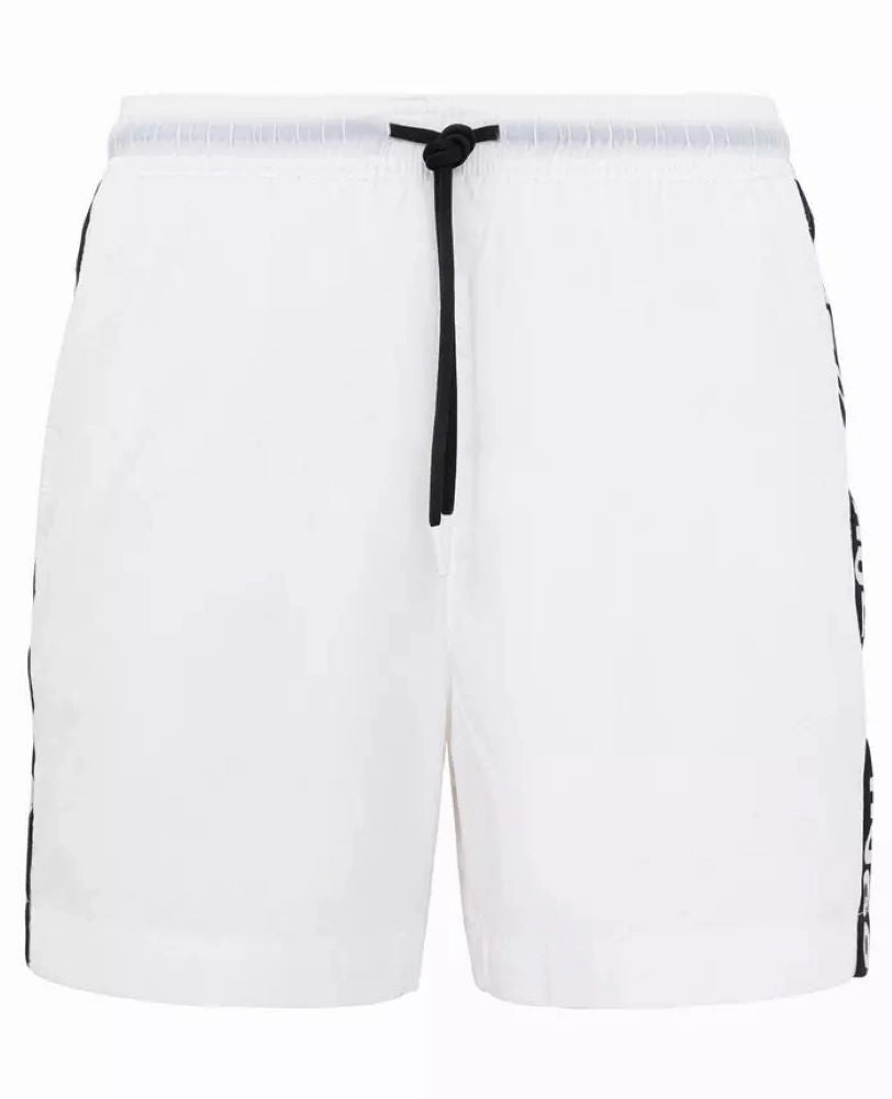 Hugo Men's Fab Logo Taping Swim Trunks, White
