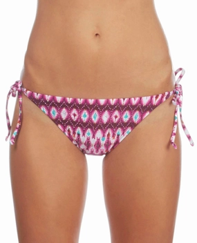 Ikat In The Act Side Tie Bikini Bottom In Kkc Berry