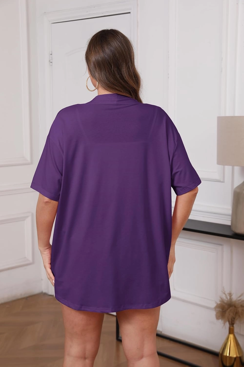 IN'VOLAND Women Plus Size Lightweight Cardigan Short Sleeve Open Front Casual Summer Kimonos Cardigans with Pockets