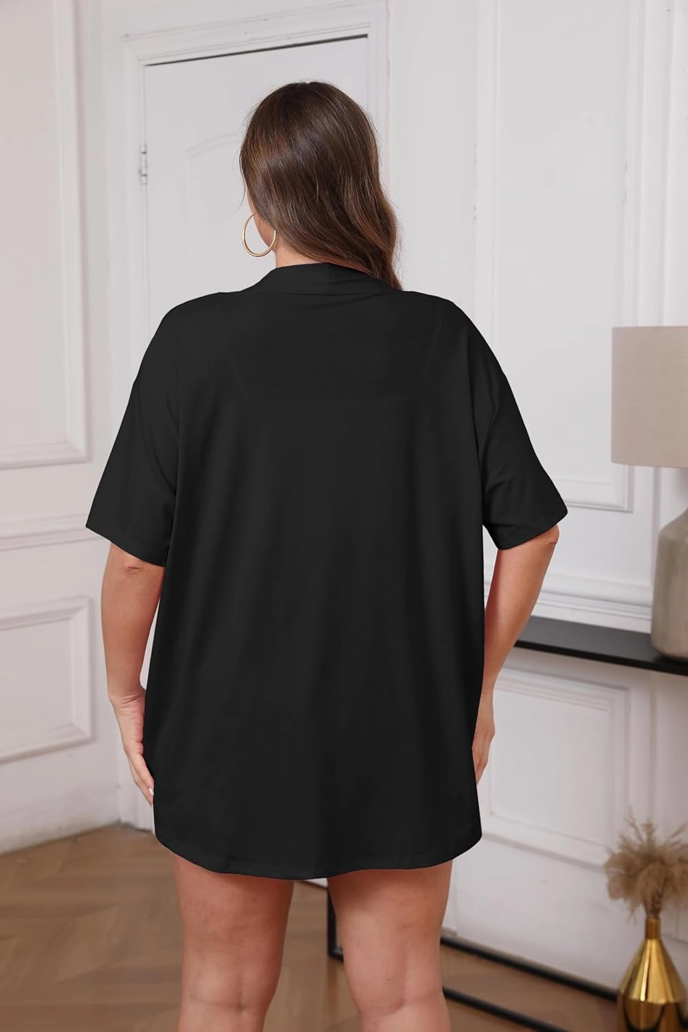 IN'VOLAND Women Plus Size Lightweight Cardigan Short Sleeve Open Front Casual Summer Kimonos Cardigans with Pockets