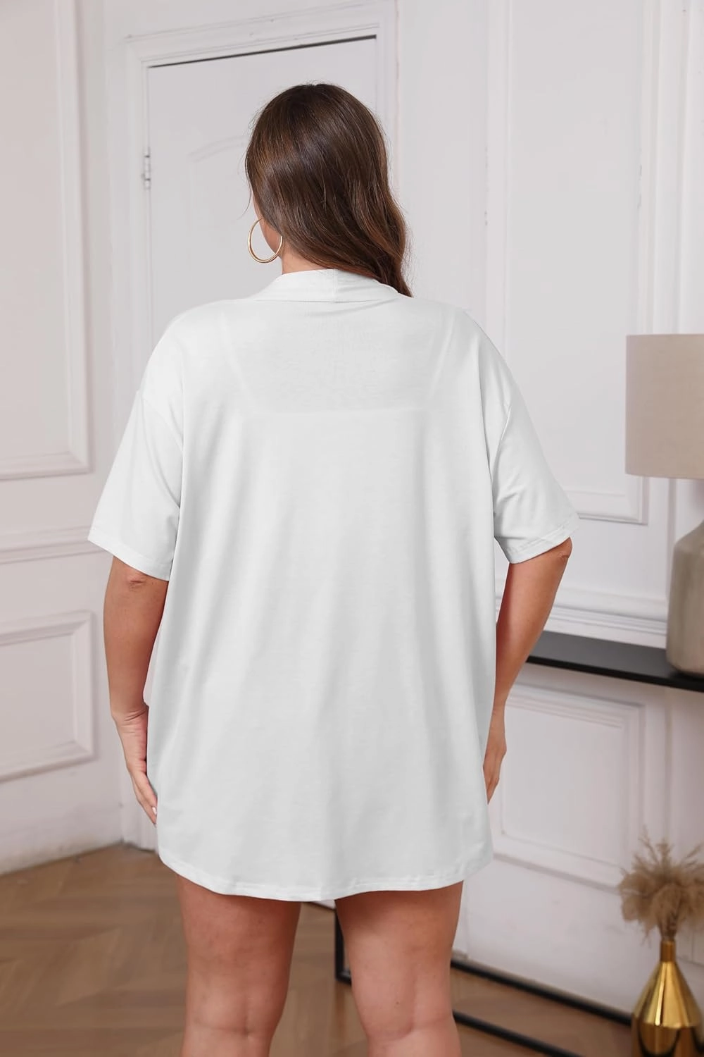 IN'VOLAND Women Plus Size Lightweight Cardigan Short Sleeve Open Front Casual Summer Kimonos Cardigans with Pockets