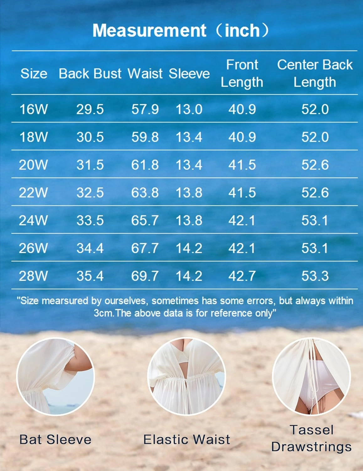 IN'VOLAND Women Plus Size Long Cover up Stripe Bikini Coverups Kimono Tie Front Bathing Suit Swimsuit Beachwear