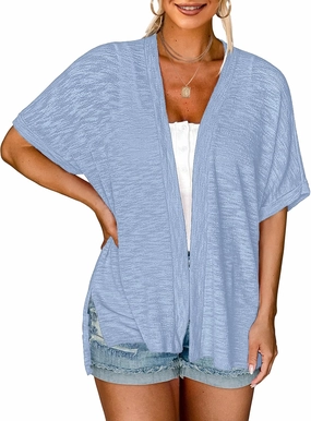 IN'VOLAND Womens Plus Size Lightweight Cardigan Open Front Short Sleeve Casual Loose Fit Beach Cover Up