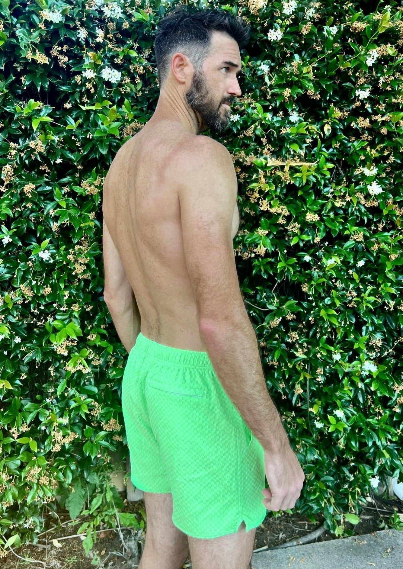 Indio Men's Swim Trunk - Lime Green Check