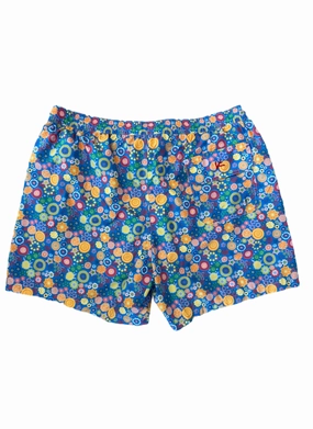 Isaia Mens Blue Orange Pink Green Multicolored Abstract Patterned Swim Trunk