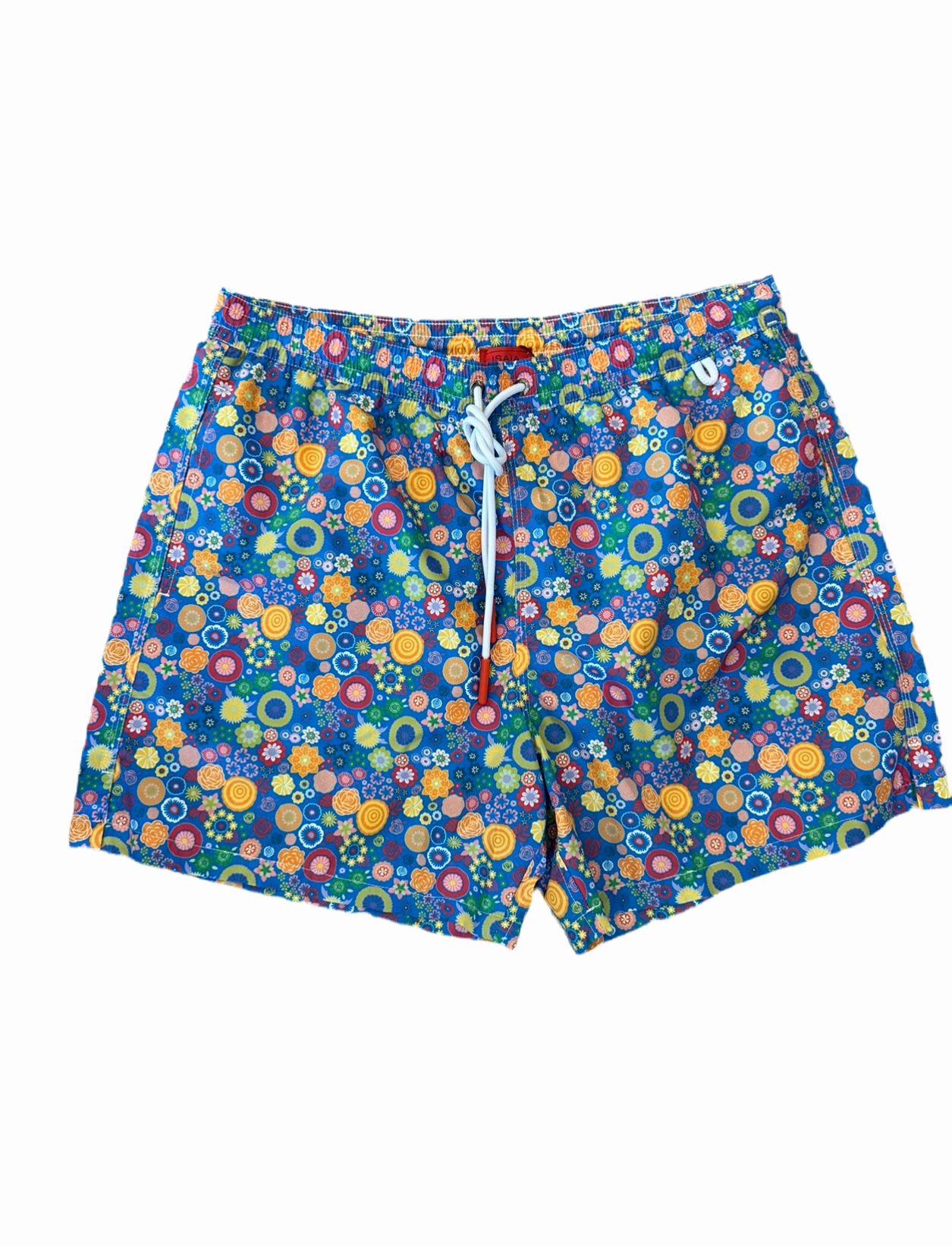 Isaia Mens Blue Orange Pink Green Multicolored Abstract Patterned Swim Trunk