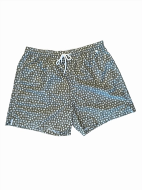 Isaia Mens Green Shell Star Pattern Swim Trunk