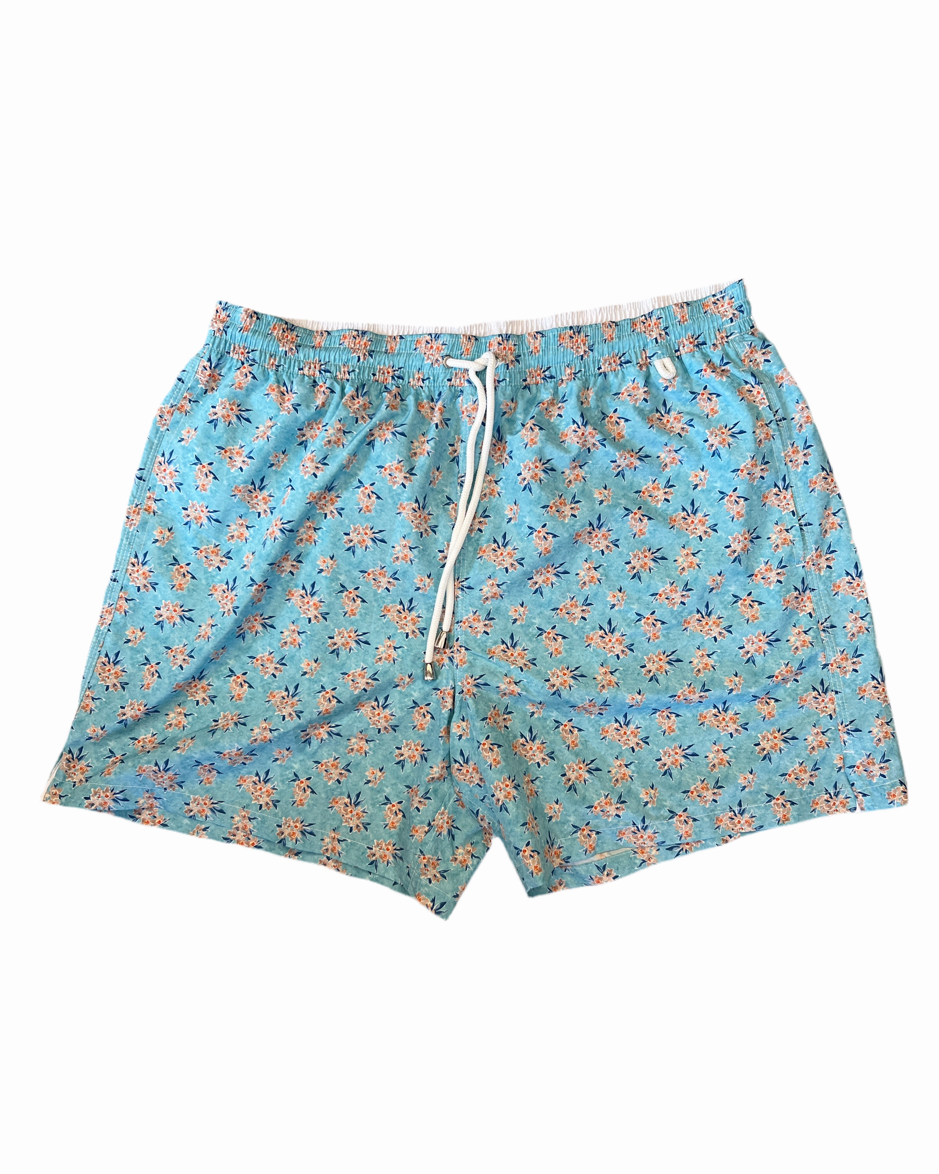 Isaia Mens Light Blue Floral Swim Trunks