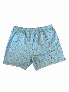 Isaia Mens Light Blue Floral Swim Trunks