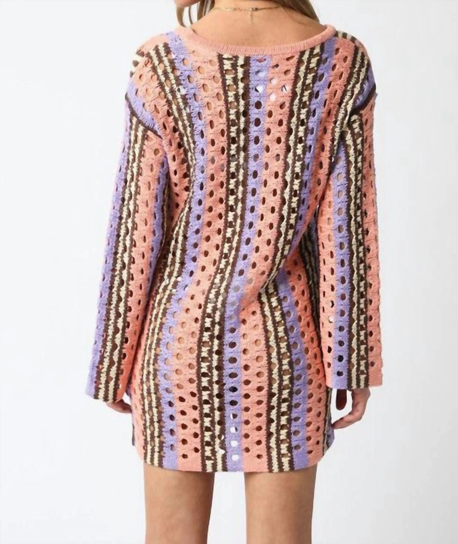 Island Time Crochet Cover Up In Coral, Purple, Brown