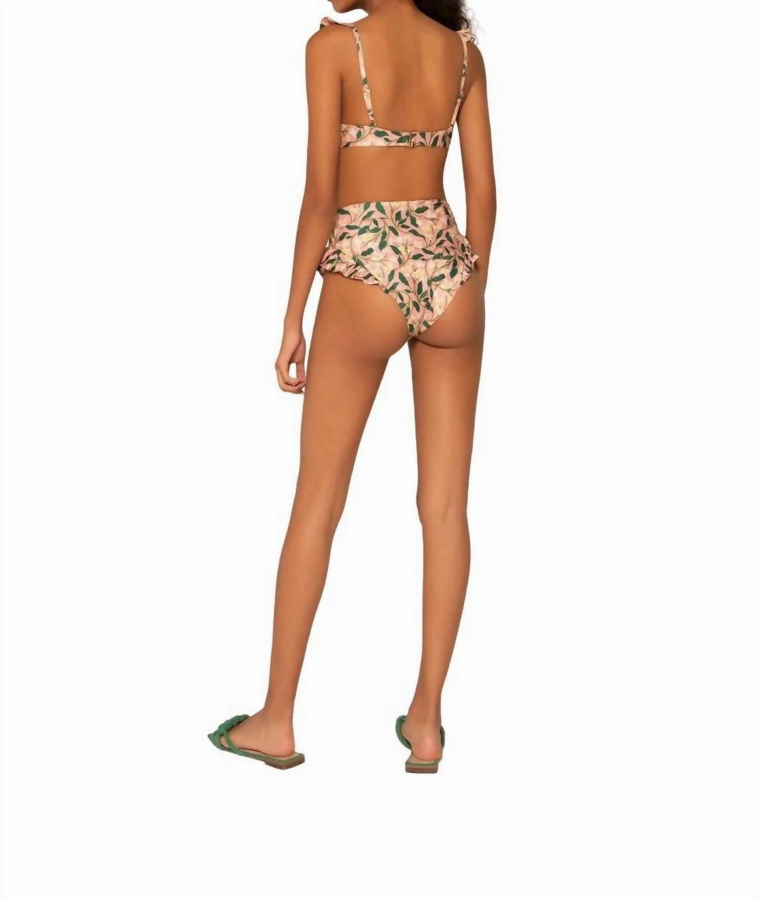 Jengibre Dos Gardenias Bikini Bottom In Pink