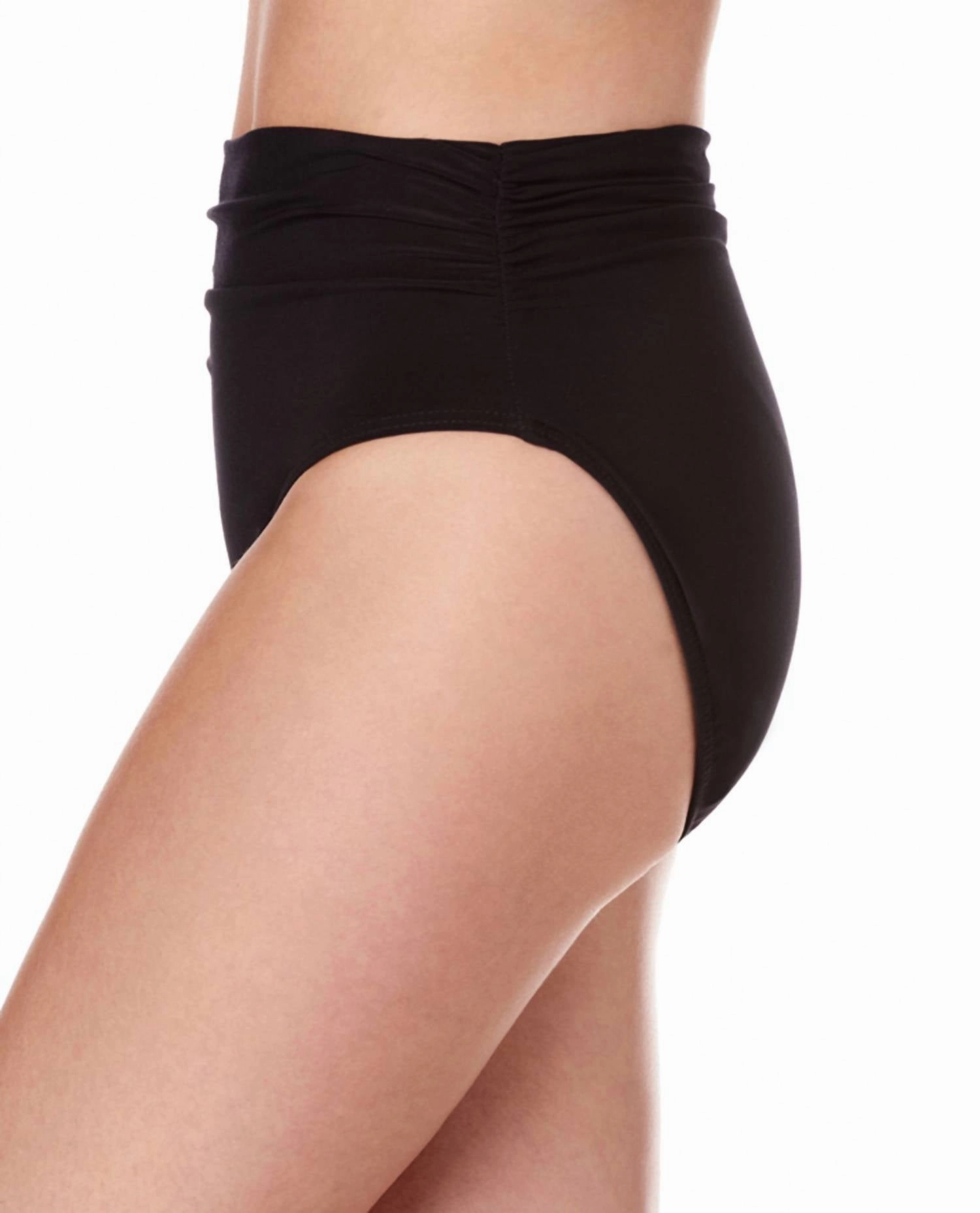 Jersey Brief Shirred Tankini Bottom In Black