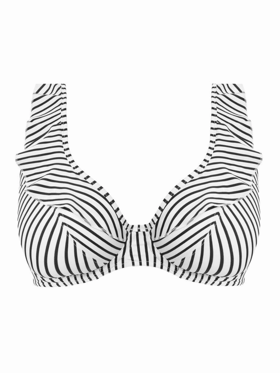 Jewel Cove High Apex Bikini Top - Stripe Black