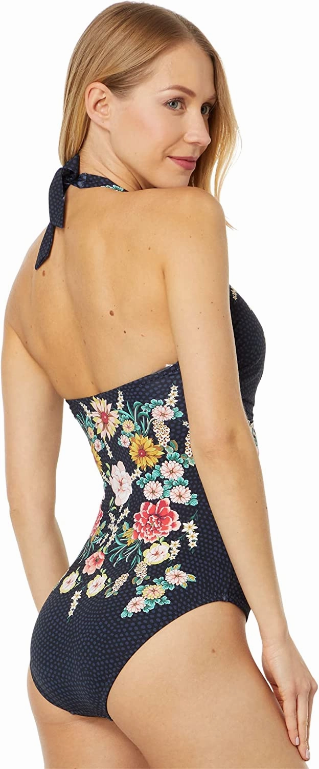 Johnny Was Women Twist Keyhole Halter Neck One-Piece Swimwear Multicolor