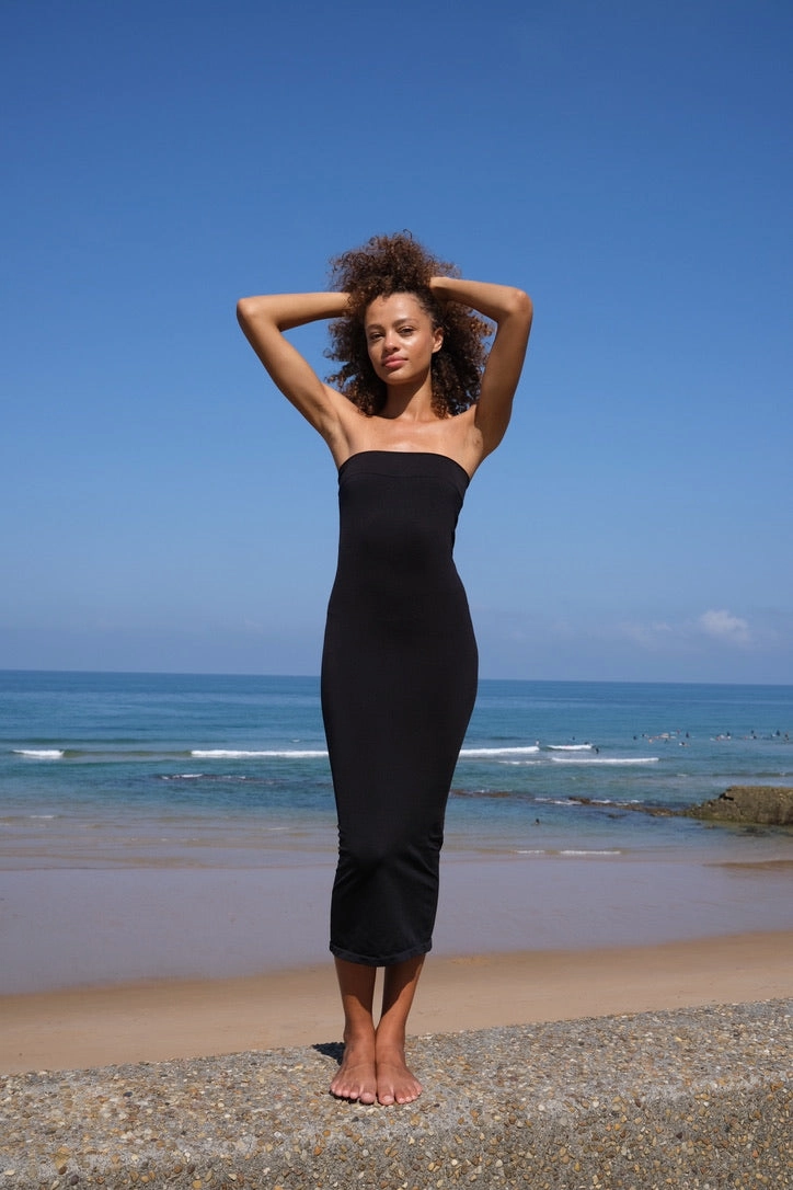 JOYOUS Bandeau Tube Dress | Black