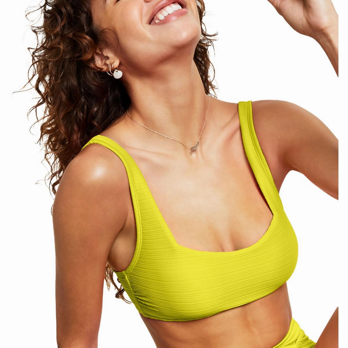 Juniors Mint Spark Womens Ribbed Bralette Bikini Swim top